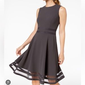 Calvin Klein fit & flare illusion trim dress in grey - size 12. Beautiful!